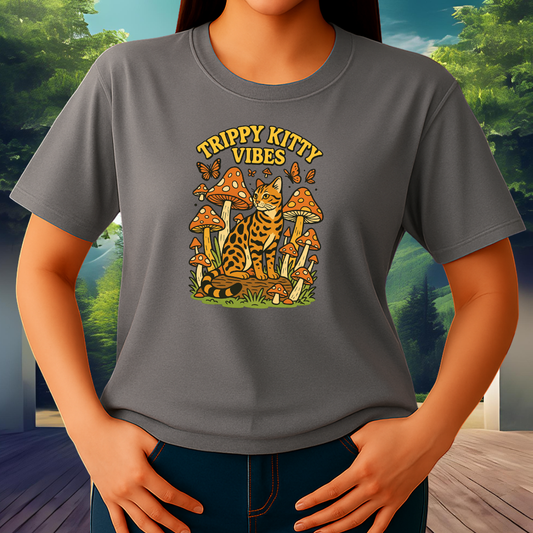 Trippy Kitty Vibes T-Shirt – Psychedelic Cat Graphic Tee