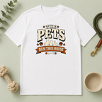 Pet Lover T‑Shirt — "The Pets Run This House" Retro Graphic