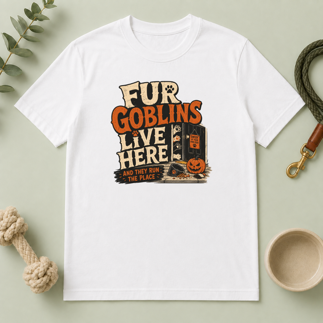 Fur Goblins Live Here Halloween Pet T-Shirt