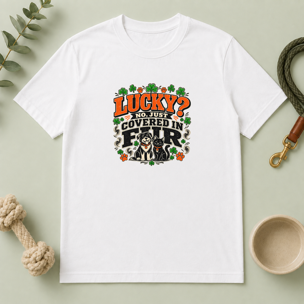 Lucky? No, Just Covered in Fur St. Patrick’s Day T-Shirt