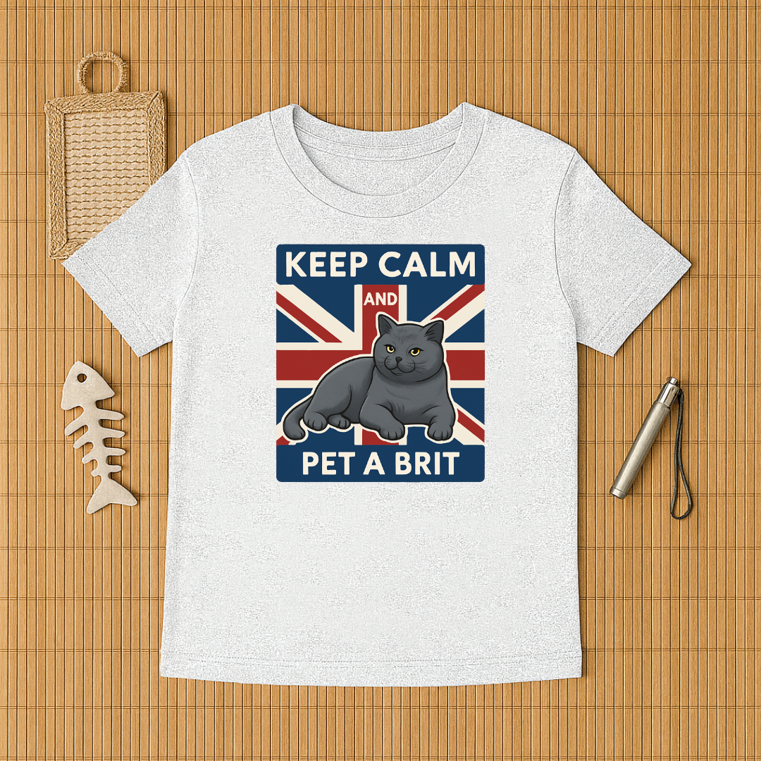Keep Calm Pet a Brit Cat Tee
