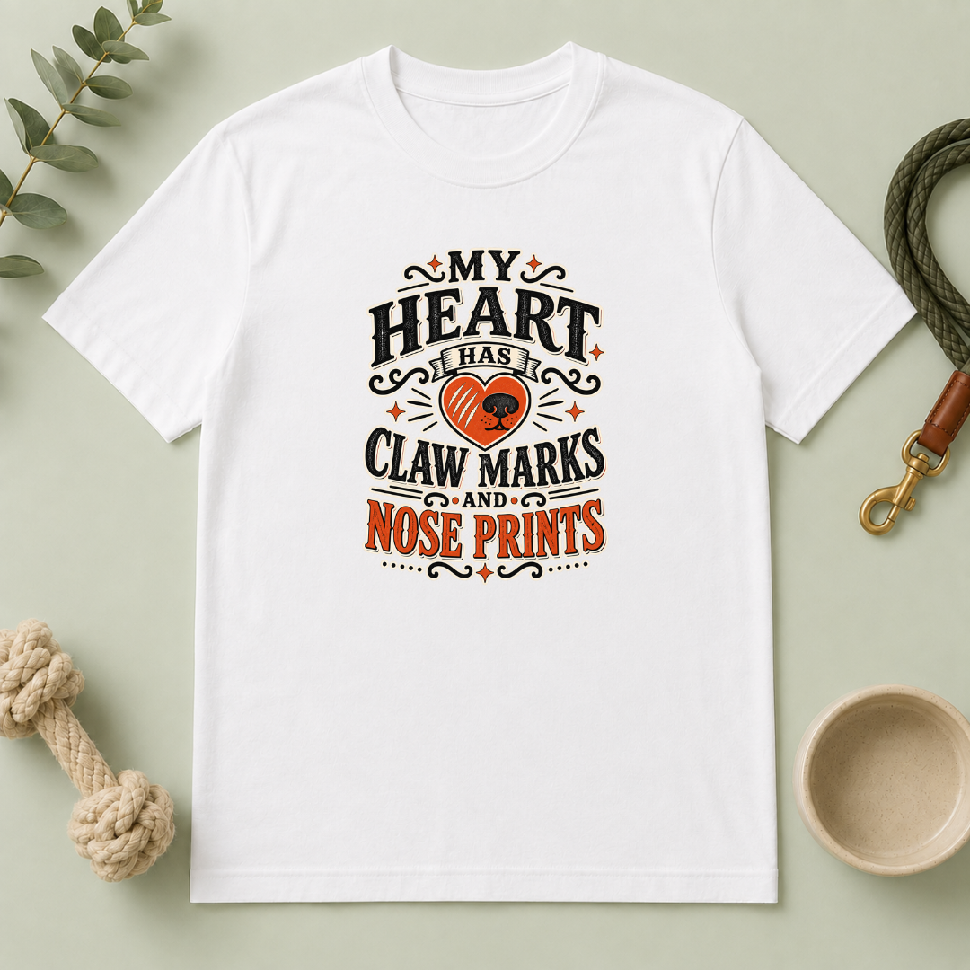 My Heart Has Claw Marks and Nose Prints Valentine Pet T-Shirt