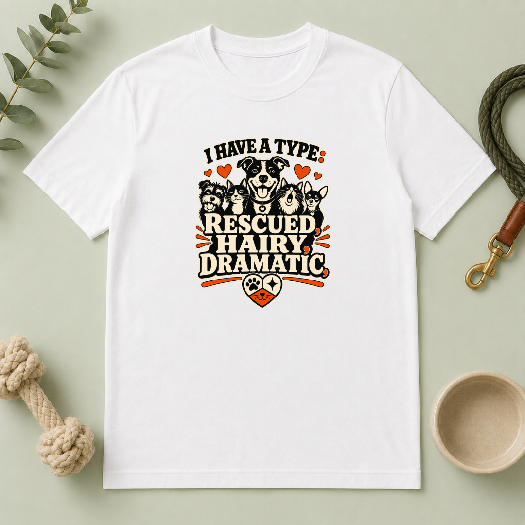 I Have a Type Rescued Hairy Dramatic Valentine Pet T-Shirt