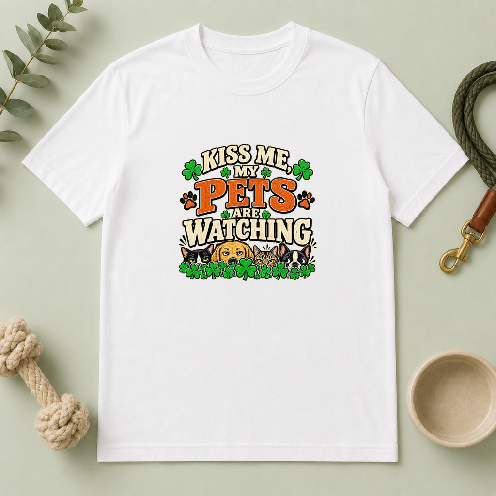 Kiss Me, My Pets Are Watching St. Patrick’s Day T-Shirt
