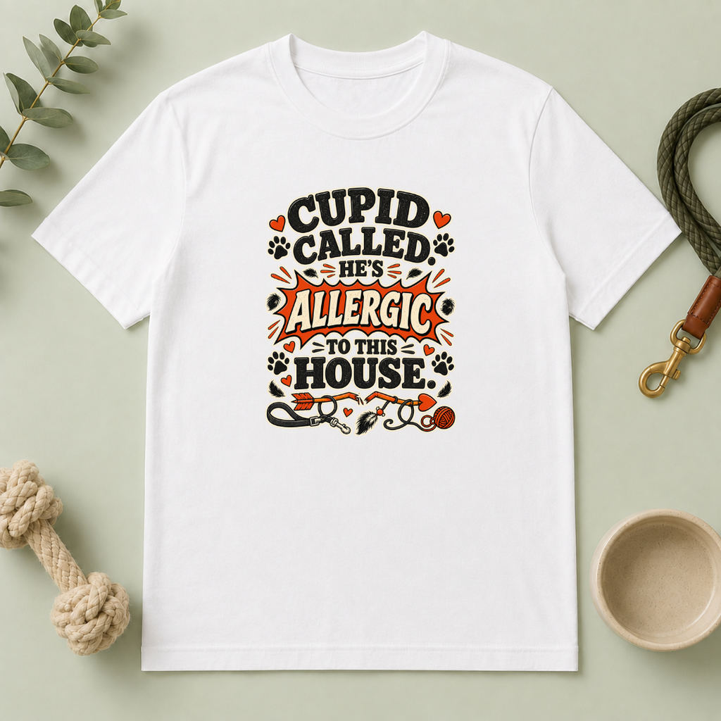 Cupid Called He’s Allergic to This House Valentine Pet T-Shirt