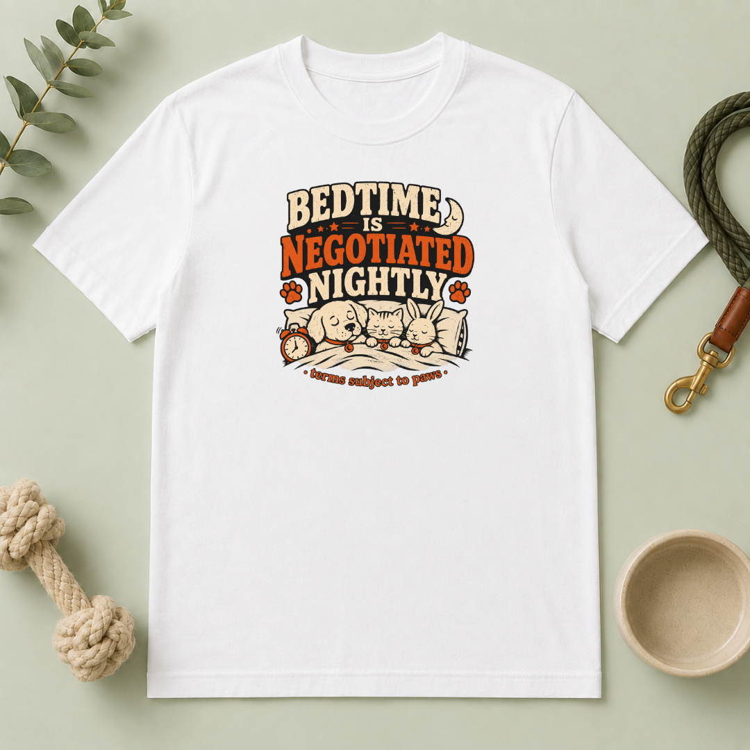 Bedtime Is Negotiated Nightly — Cute Sleepy Pets Graphic Tee