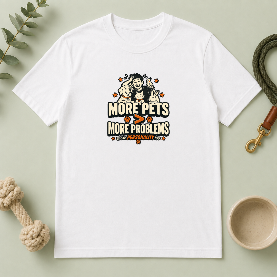 "More Pets > More Problems" Cute Retro Pet Lover Tee