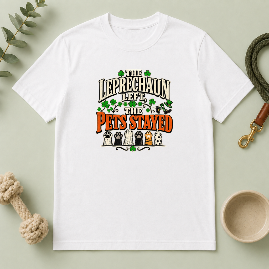 The Leprechaun Left, The Pets Stayed St. Patrick’s Day T-Shirt