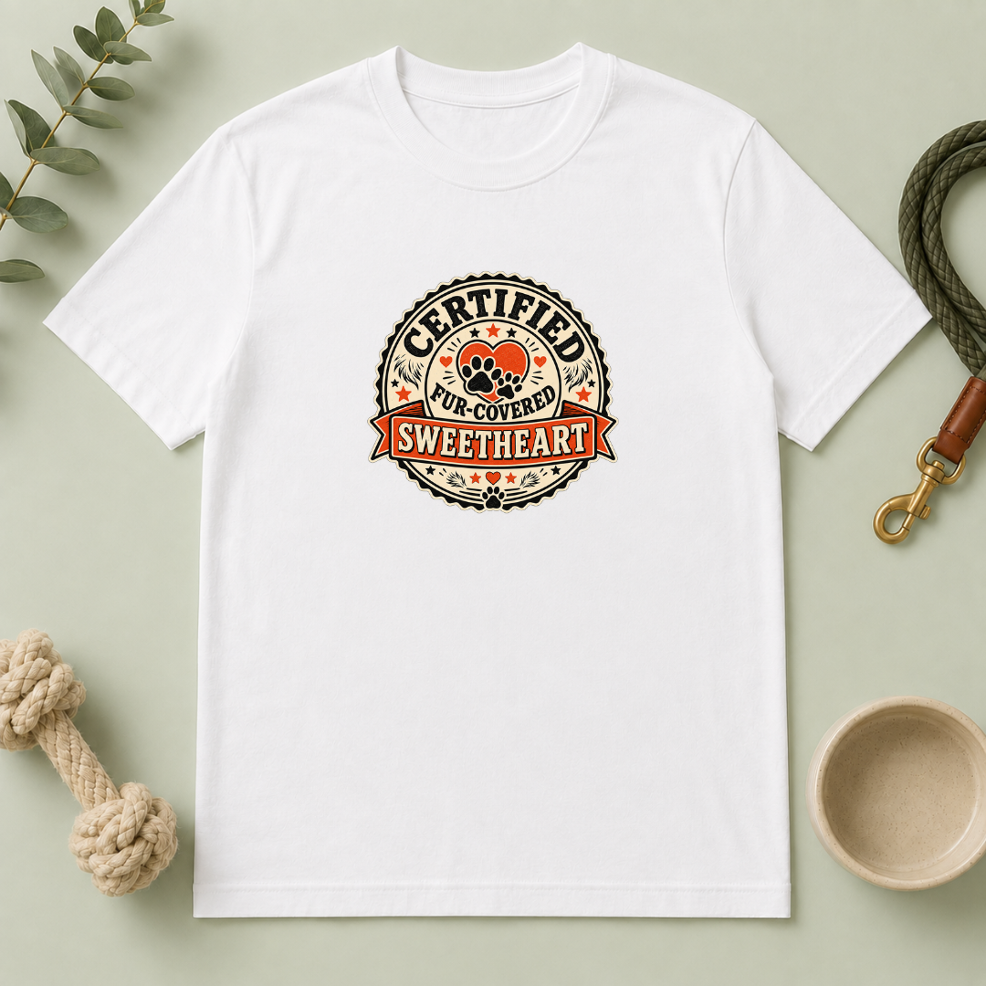 Certified Fur-Covered Sweetheart Valentine Pet Parent T-Shirt