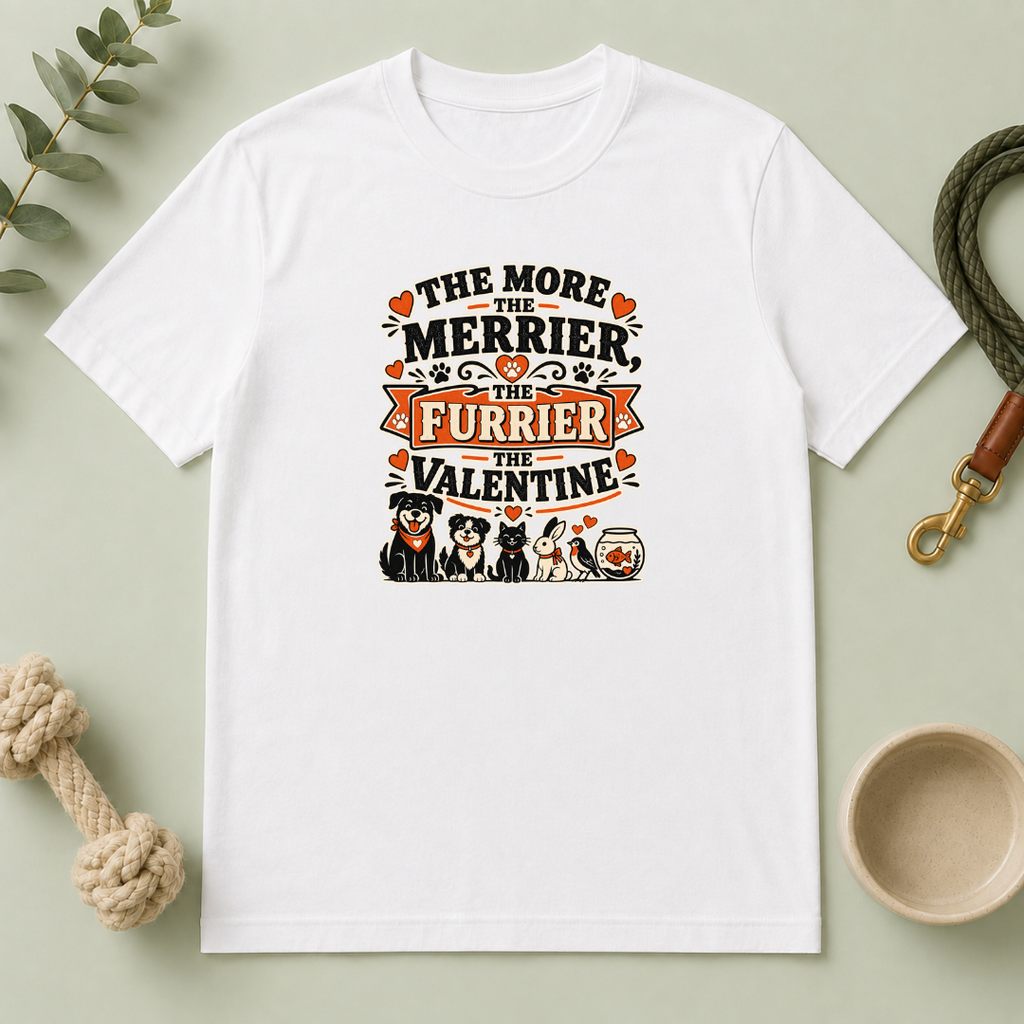 The More the Merrier the Furrier Valentine Pet T-Shirt