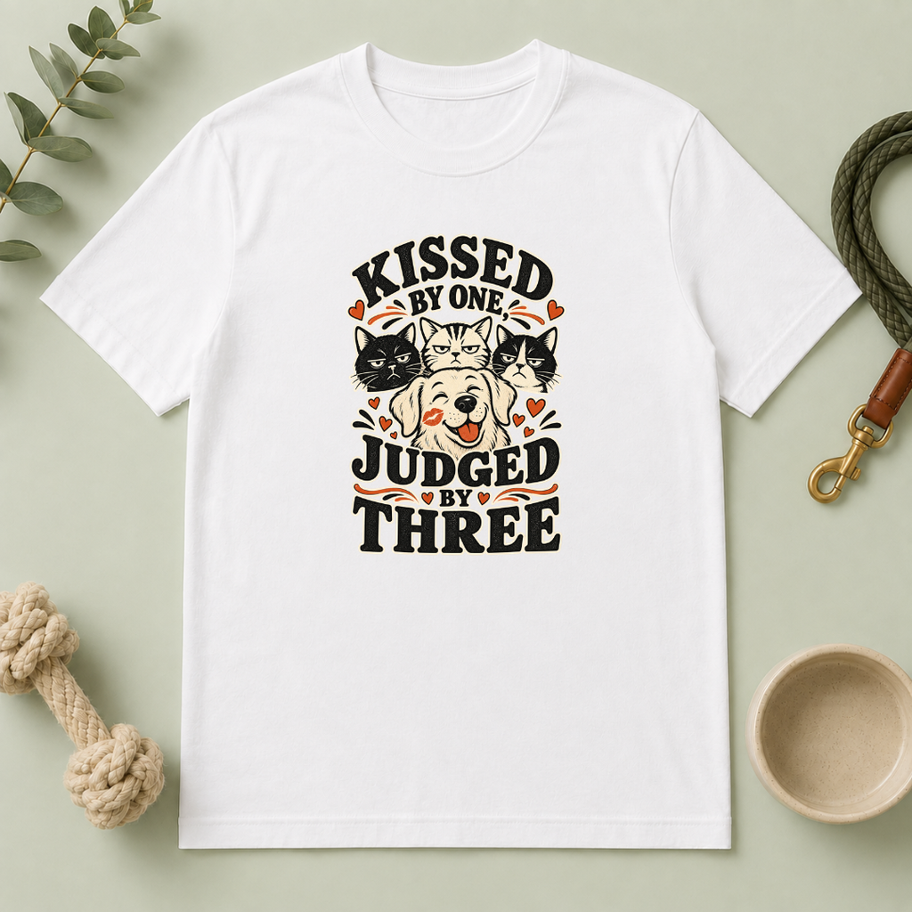 Kissed by One Judged by Three Valentine Pet T-Shirt