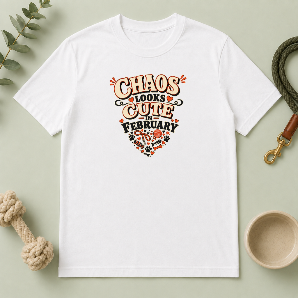Chaos Looks Cute in February Valentine Pet Parent T-Shirt