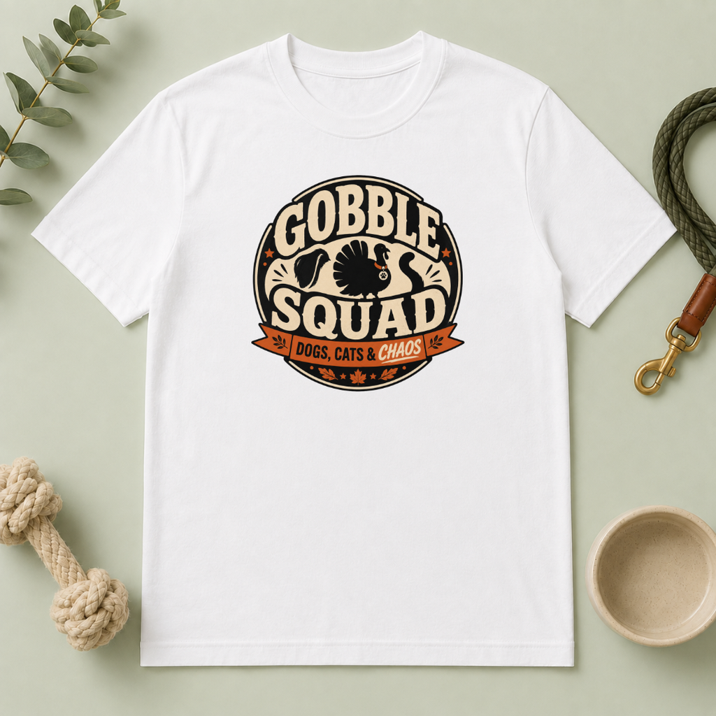 Gobble Squad Dogs, Cats & Chaos Thanksgiving Tee