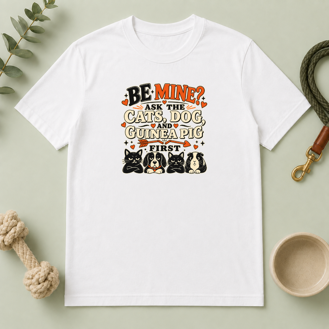 Be Mine? Ask the Cats, Dog & Guinea Pig First Valentine T-Shirt
