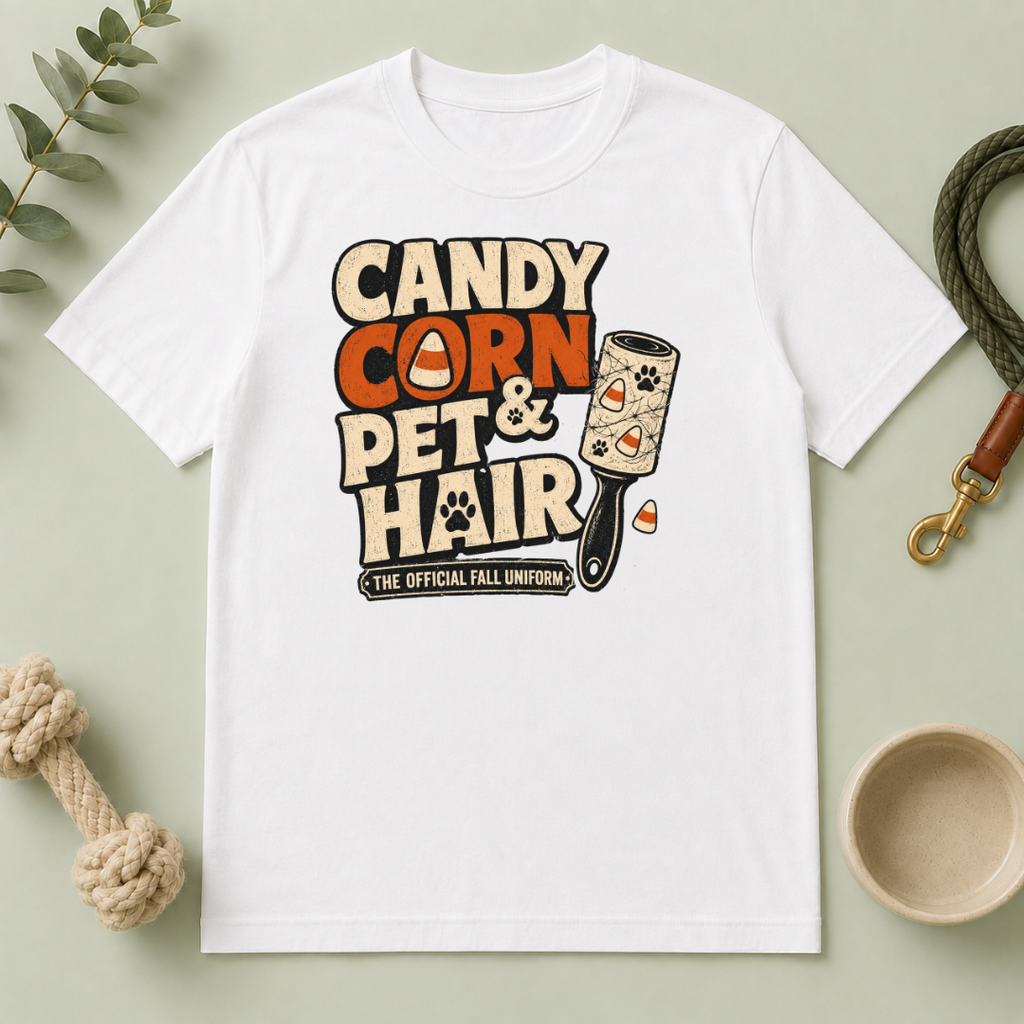 Candy Corn & Pet Hair Halloween T-Shirt