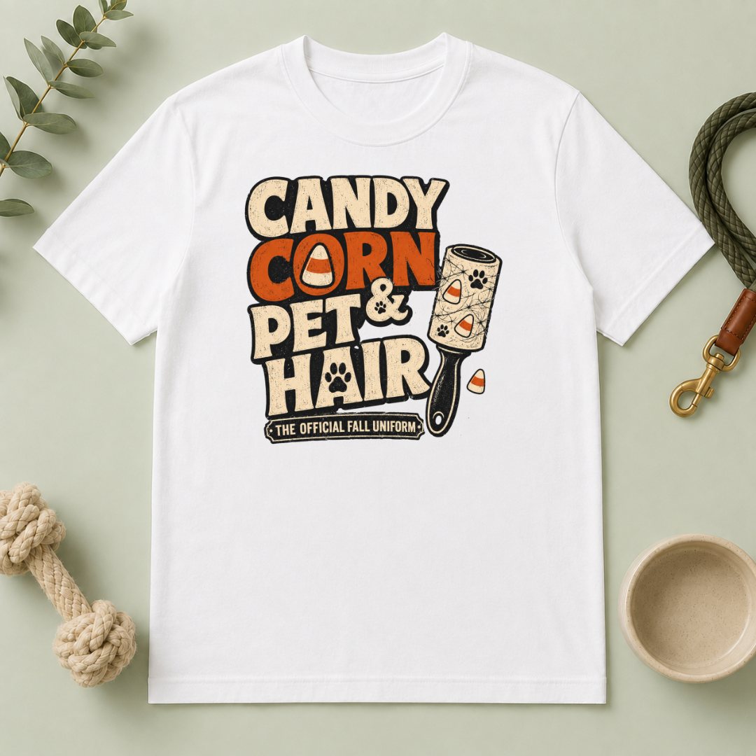 Candy Corn & Pet Hair Halloween T-Shirt