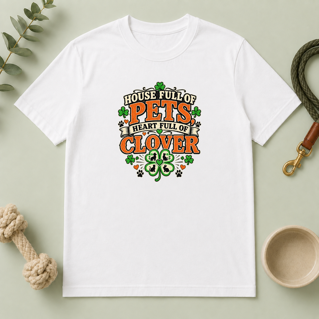 House Full of Pets, Heart Full of Clover St. Patrick’s Day T-Shirt
