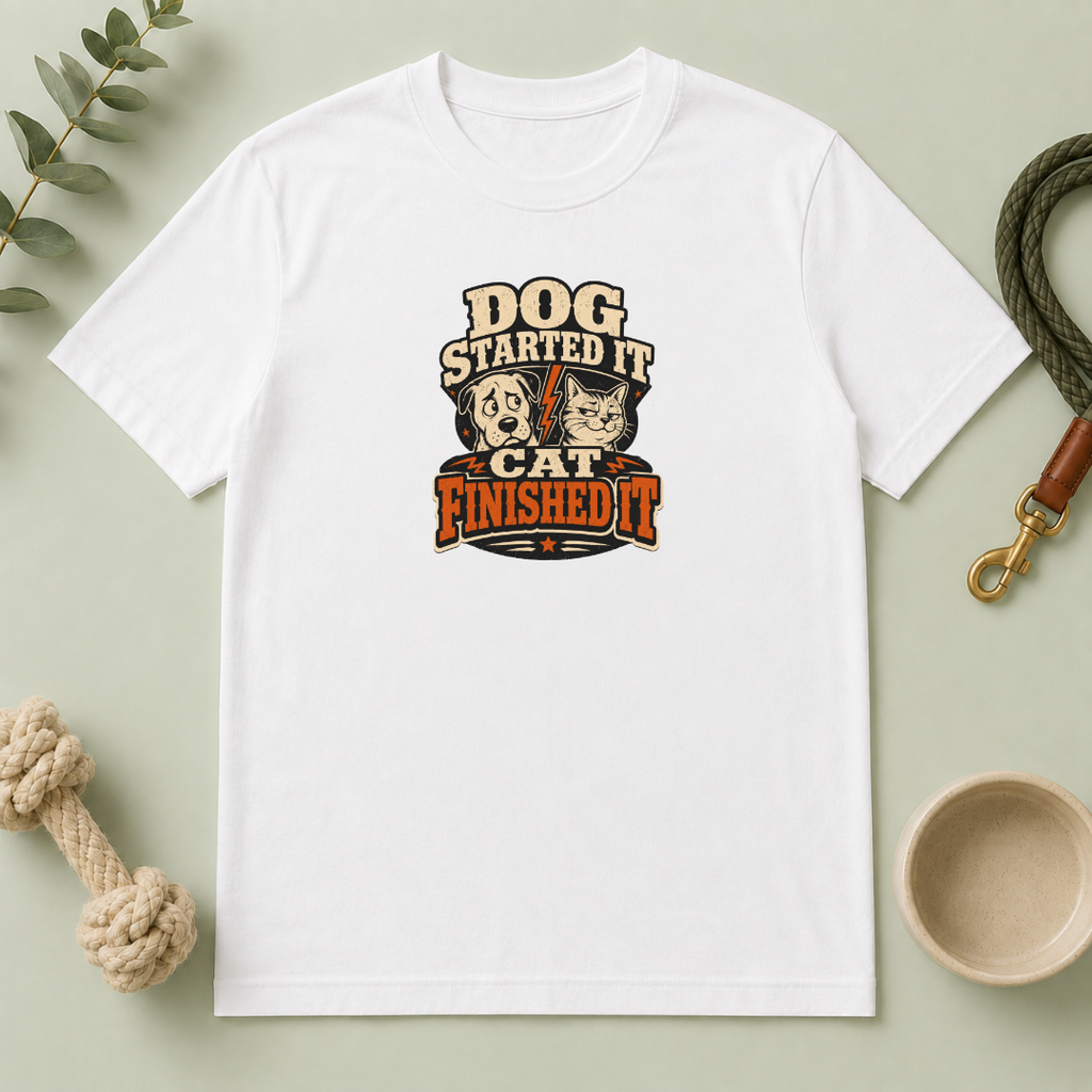 Dog Started It Cat Finished It T-Shirt