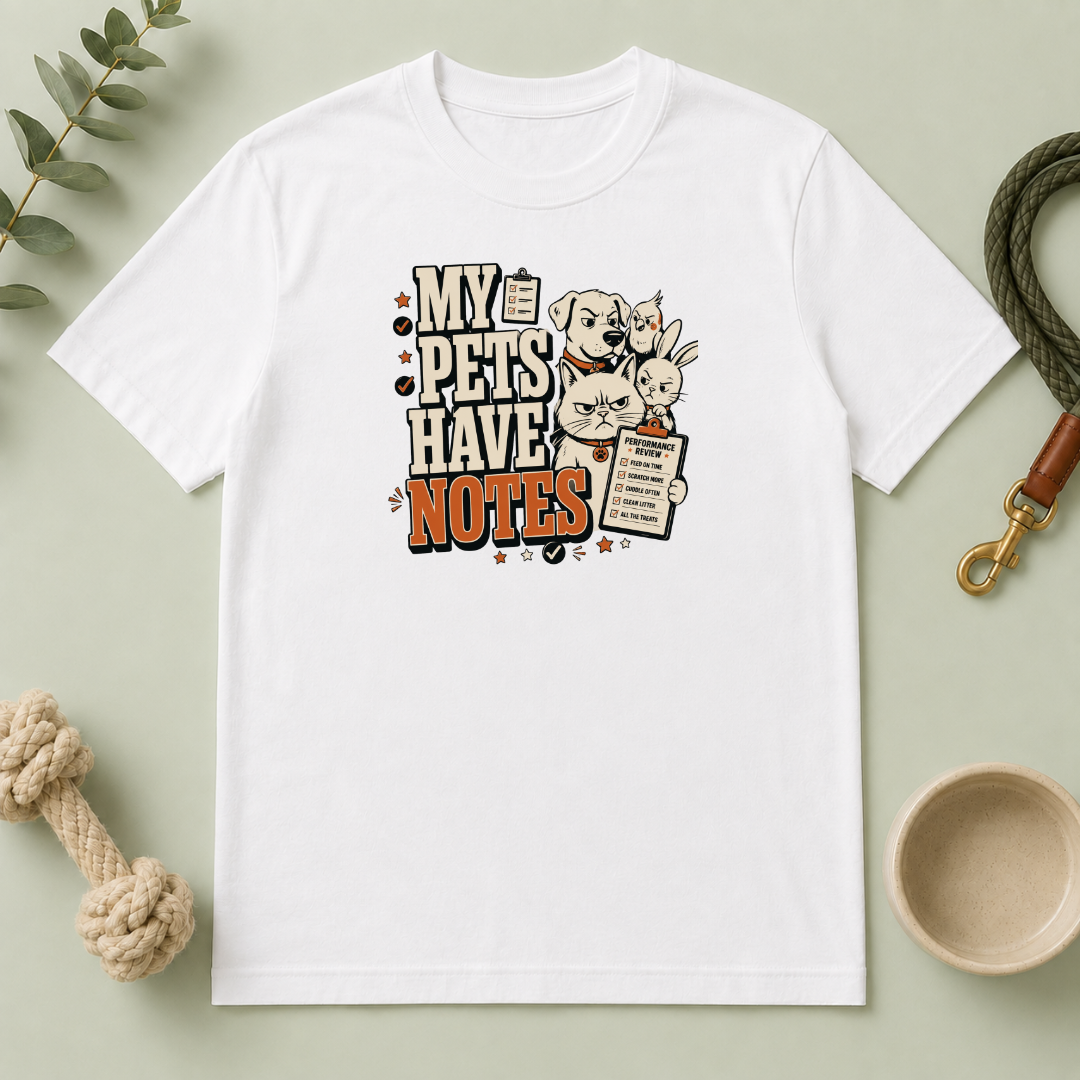 "My Pets Have Notes" Cute Vintage Pet Lover Graphic Tee