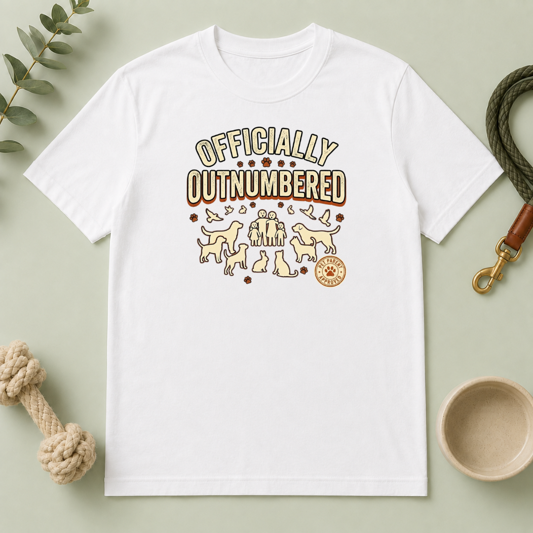 Officially Outnumbered T-Shirt — Funny Family & Pet Graphic Tee
