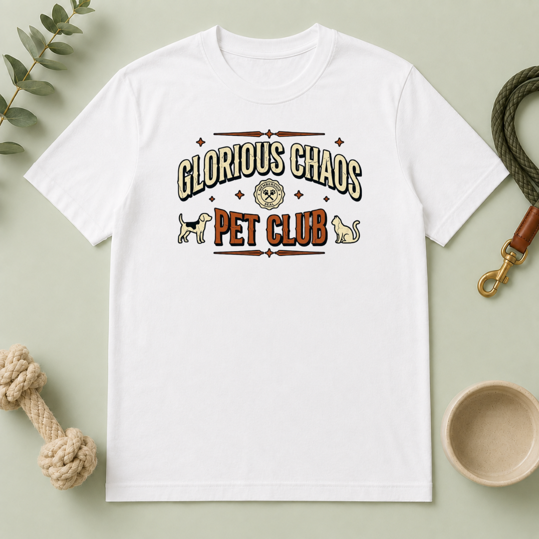 "Glorious Chaos Pet Club" Graphic Tee for Dog & Cat Lovers