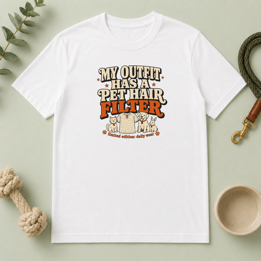 “My Outfit Has a Pet Hair Filter” Funny Pet Lover Tee