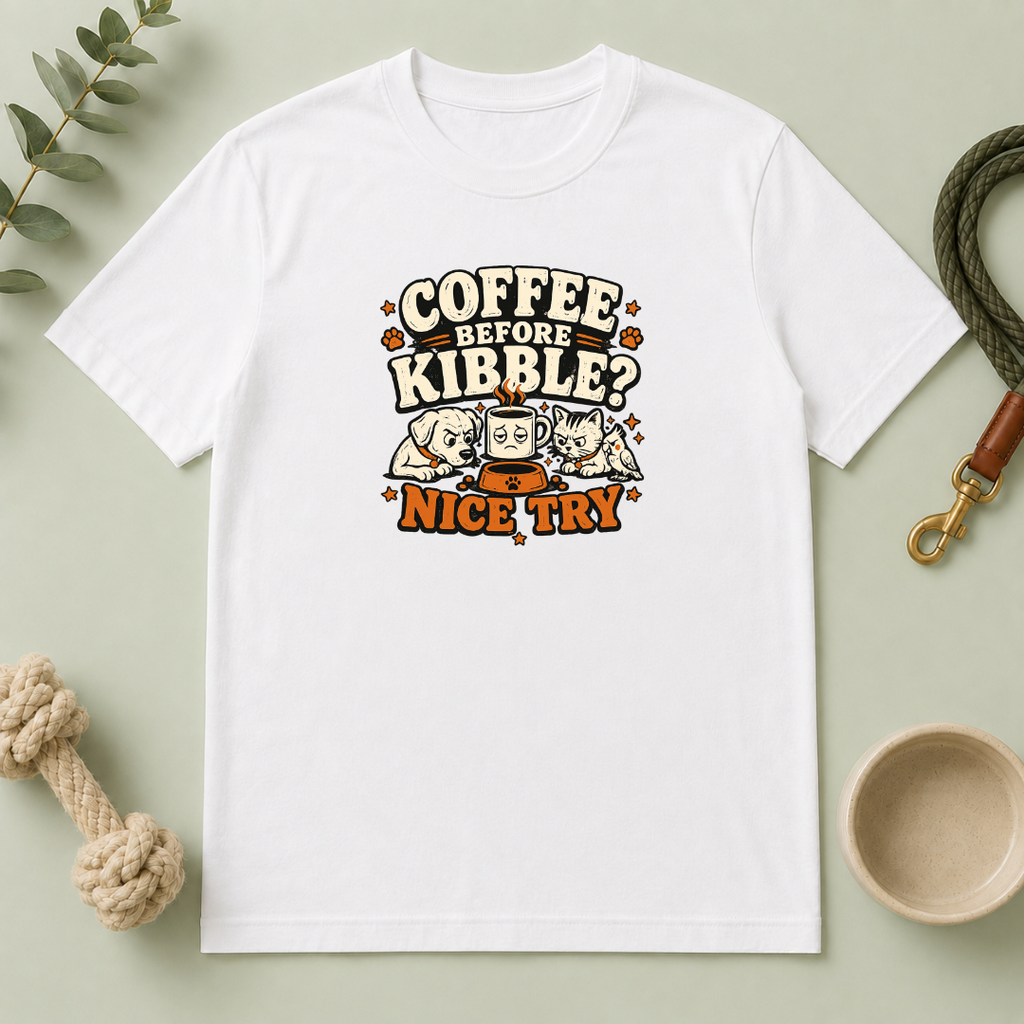 Coffee Before Kibble? Cute Pet Mom Graphic Tee